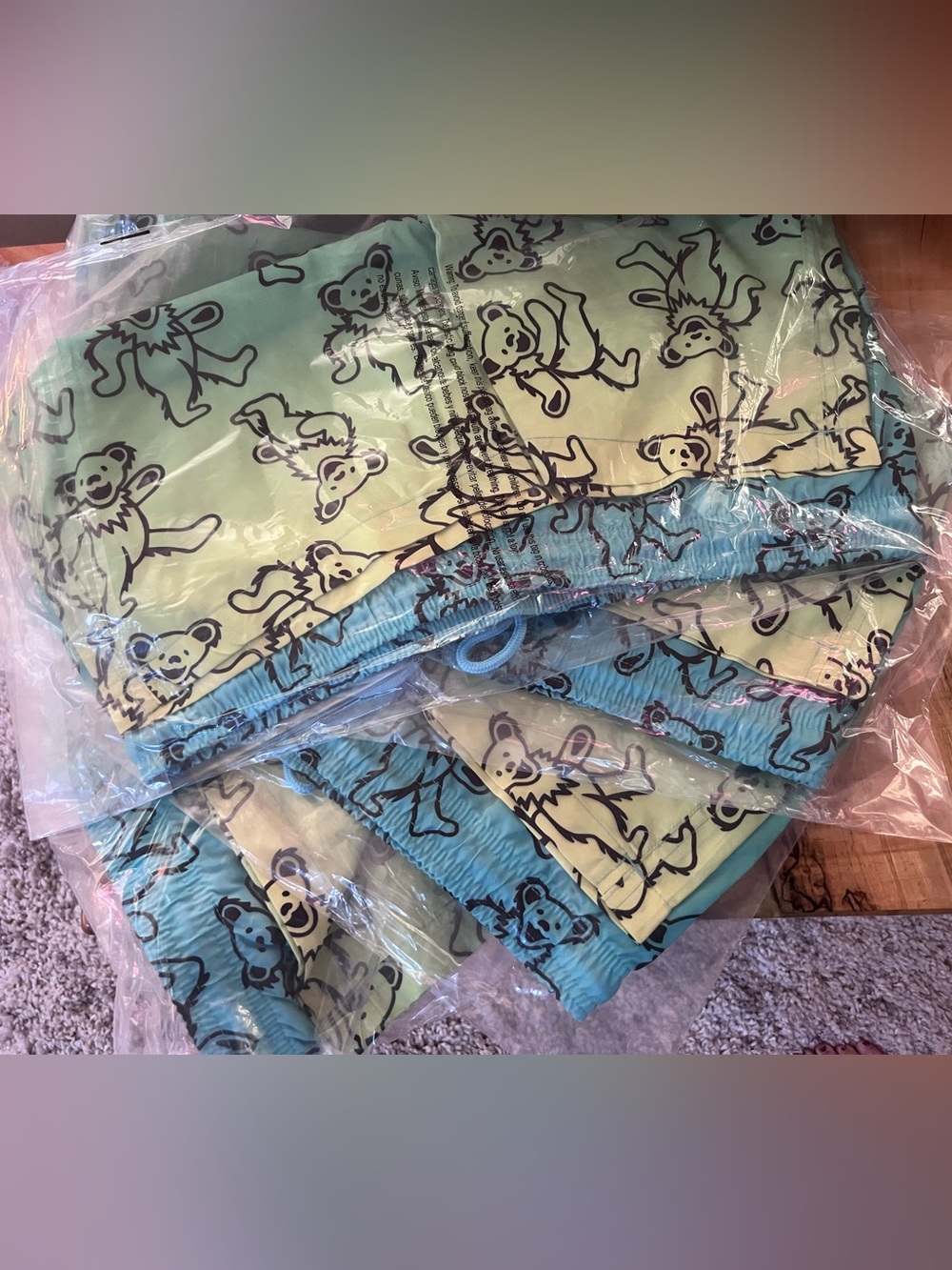 Grateful Dead Turquoise and Black Dancing Bear Swim Shorts - Picture 5 of 5